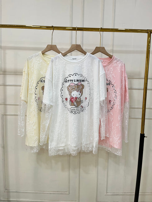 Women High Fashion Lacey Oversize T-Shirts